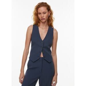 Babaton Aritzia Deniro Button Up Crepe Vest Navy Size 8